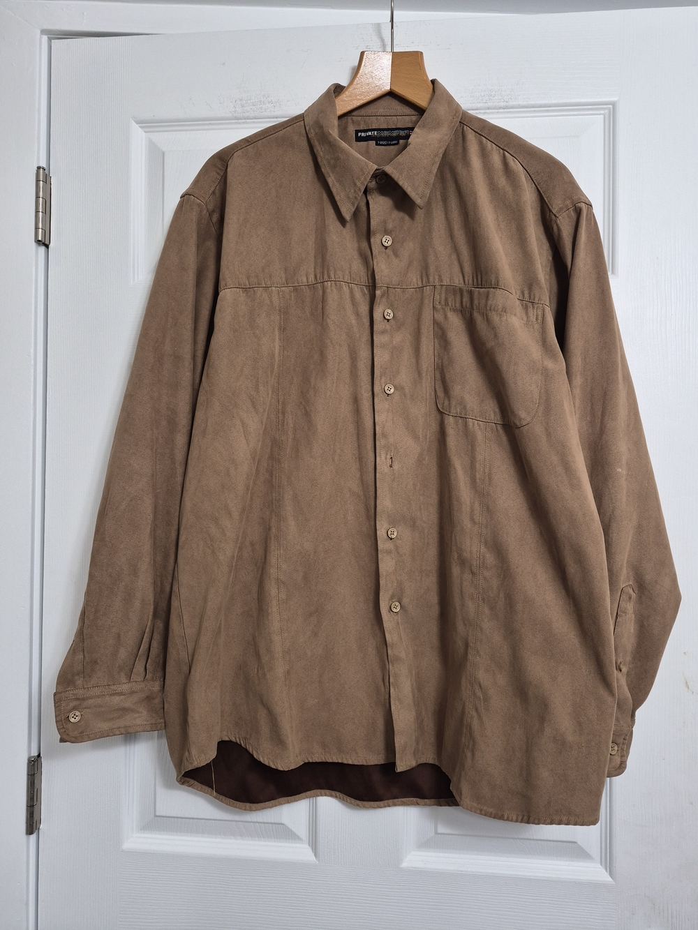 Fake Suede Button-Up Shirt Jacket in Tan
